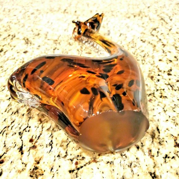 L@@K Vintage Murano Style Art Glass Giraffe 10 Inch Sculpture Amber And Black - Picture 7 of 8